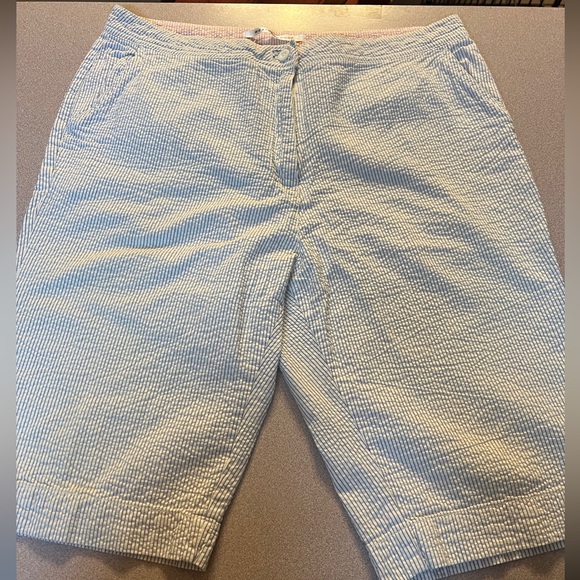 Ladies 2 pair of 100% cotton pinstriped Bermuda shorts by Weatherproof, size 12 - Picture 2 of 6